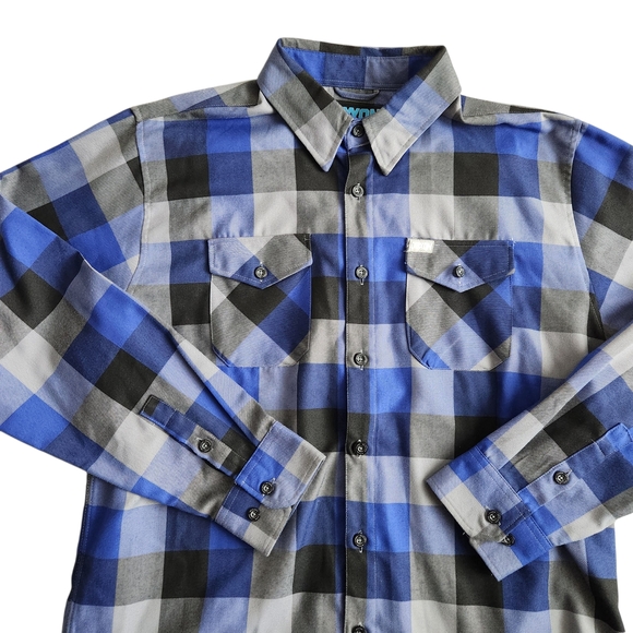 Dixxon Flannel Co Portside 10 years Plaid Long Sleeve Shirt Men's XL Blue Cotton